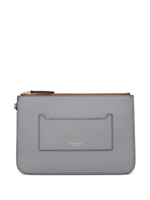 Burberry logo-print leather clutch bag
