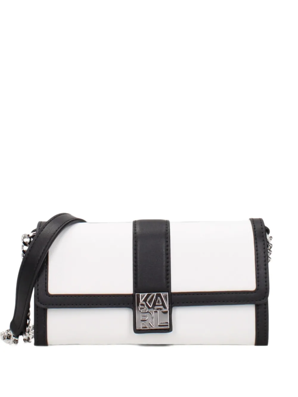 Karl Lagerfeld logo-plaque leather shoulder bag - Bianco