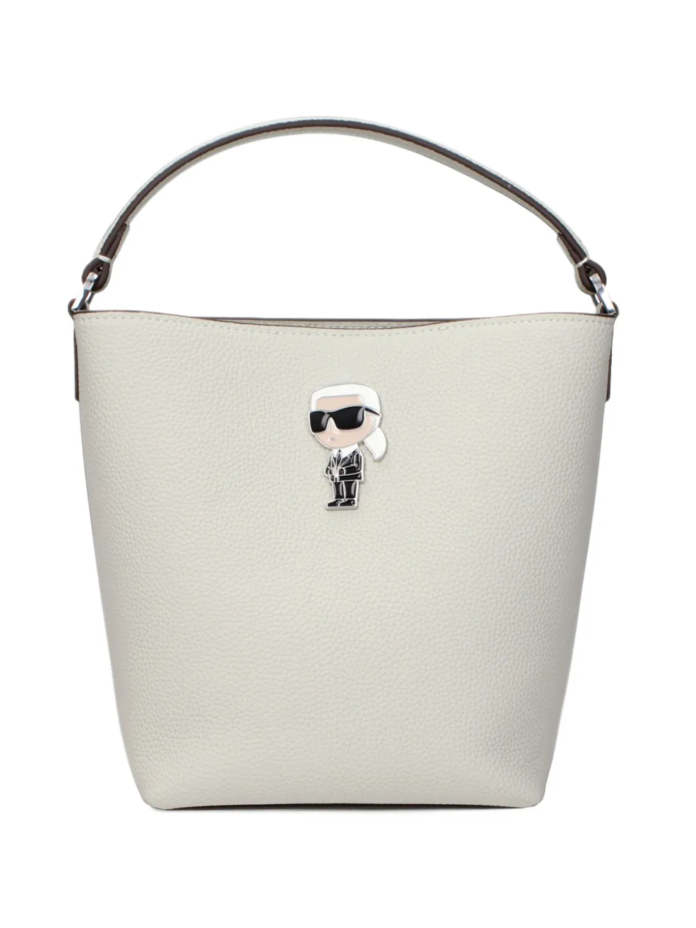 Karl Lagerfeld logo-plaque leather bucket bag - Grigio