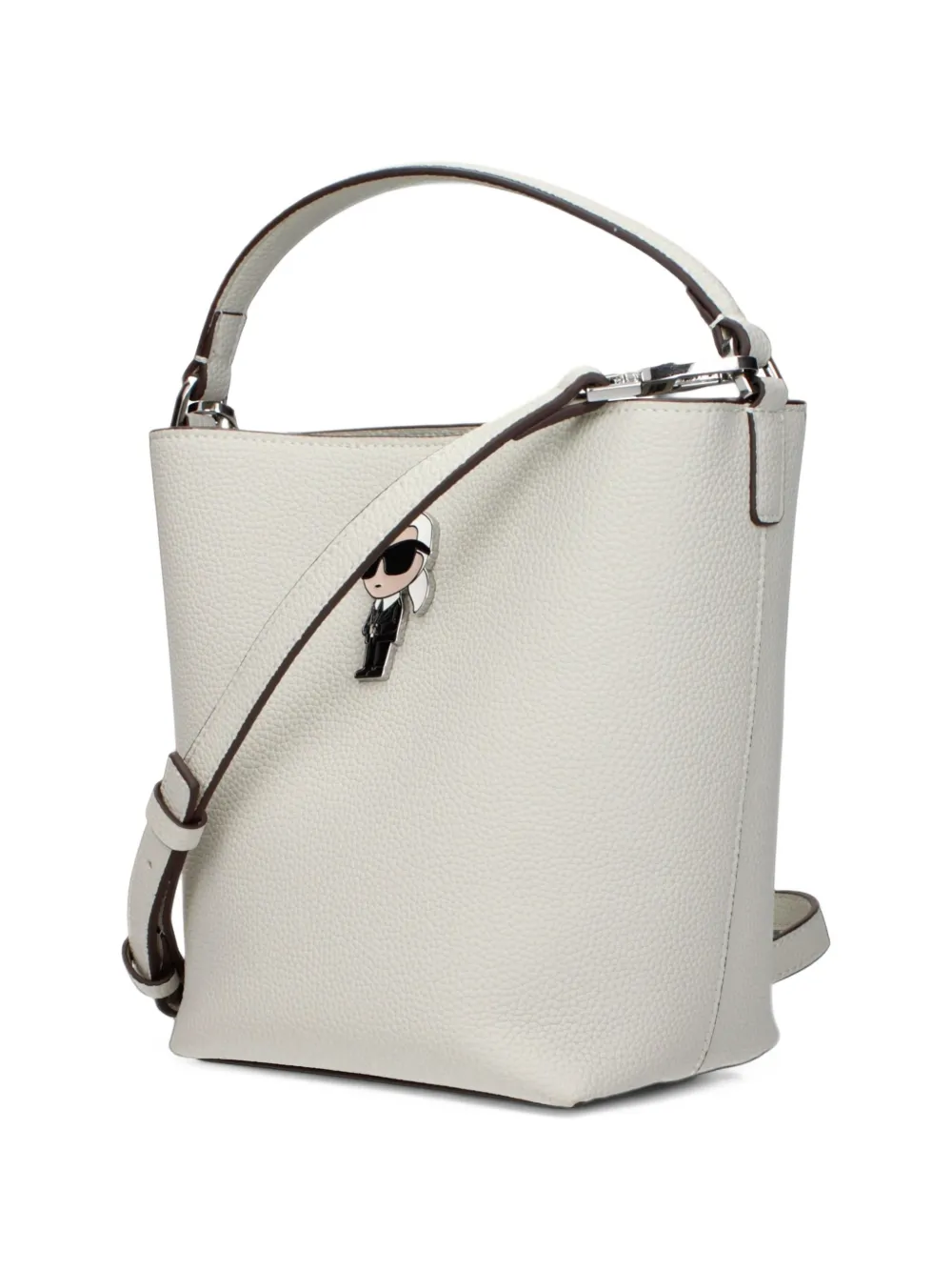 Karl Lagerfeld logo-plaque leather bucket bag Grijs