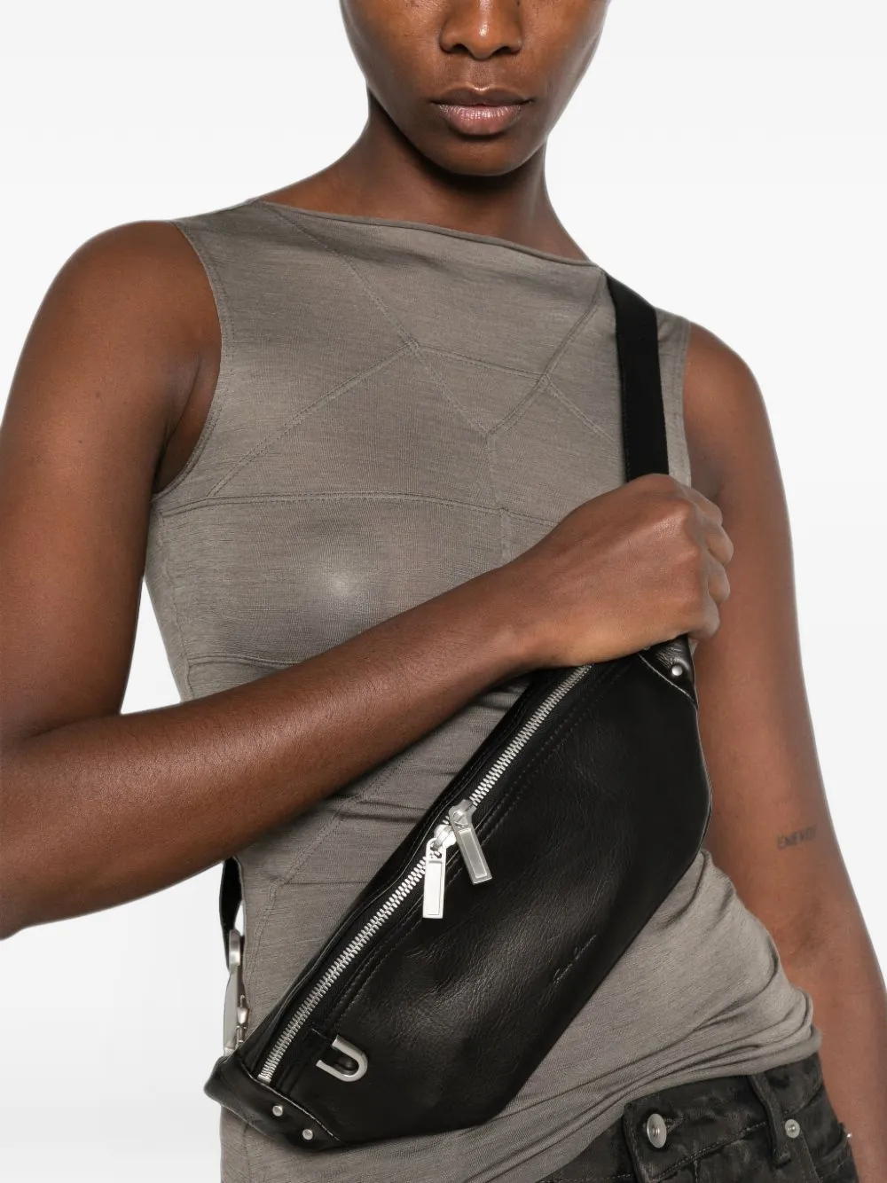 Rick Owens Geo leather belt bag Zwart