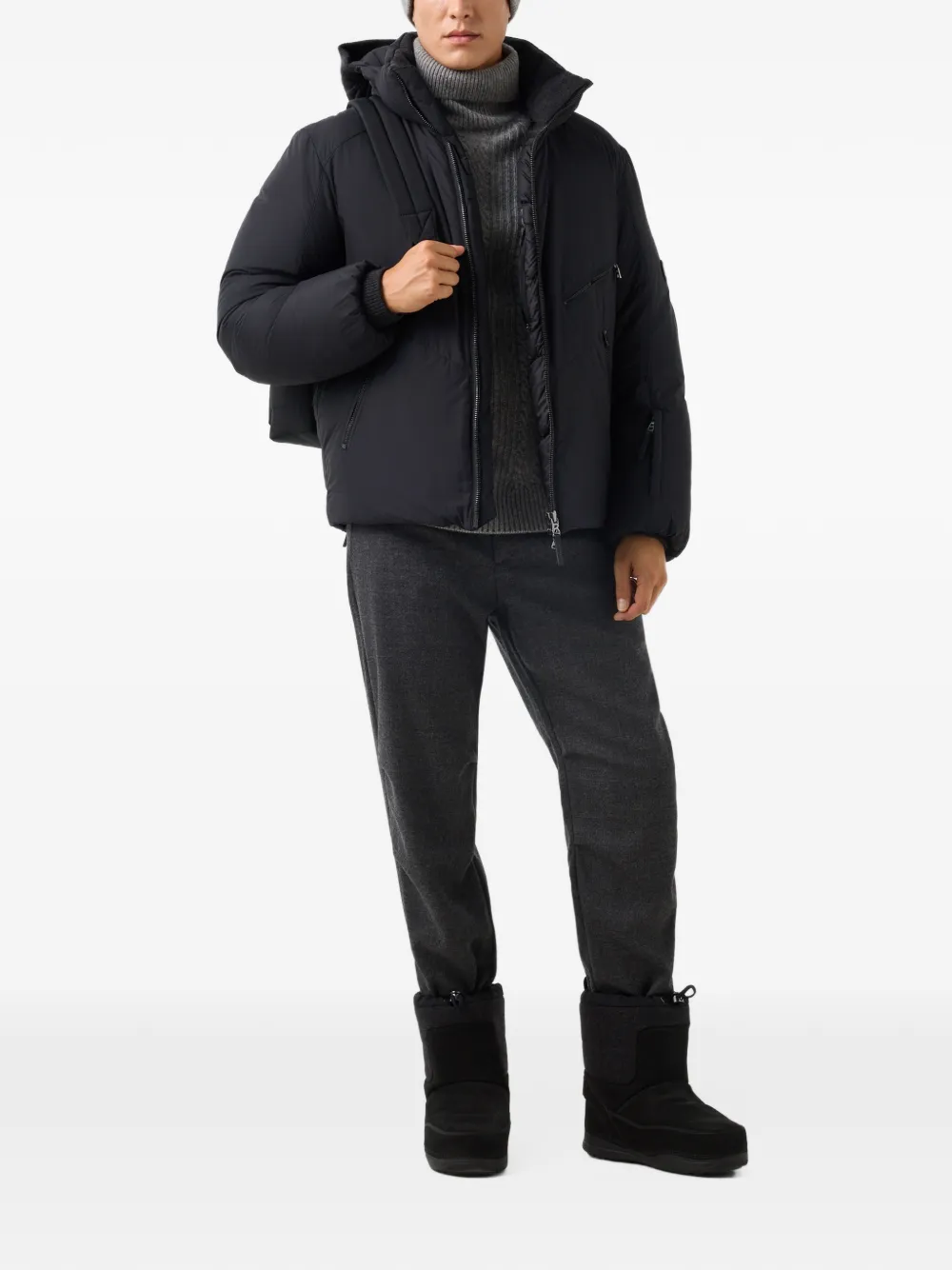 BOGNER Peter logo-print hooded jacket Zwart