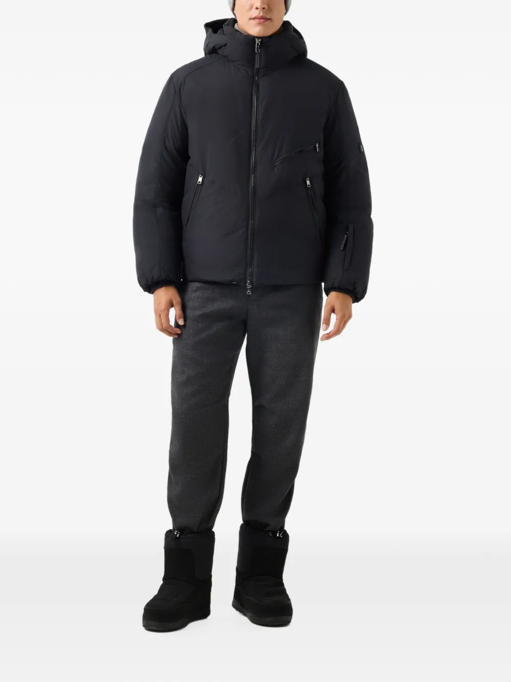 BOGNER Peter logo-print hooded jacket Zwart