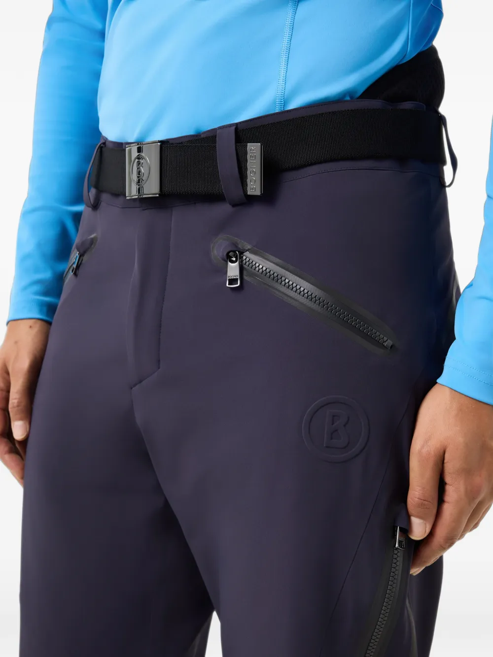 BOGNER Tim's belted logo-patch ski pants Blauw