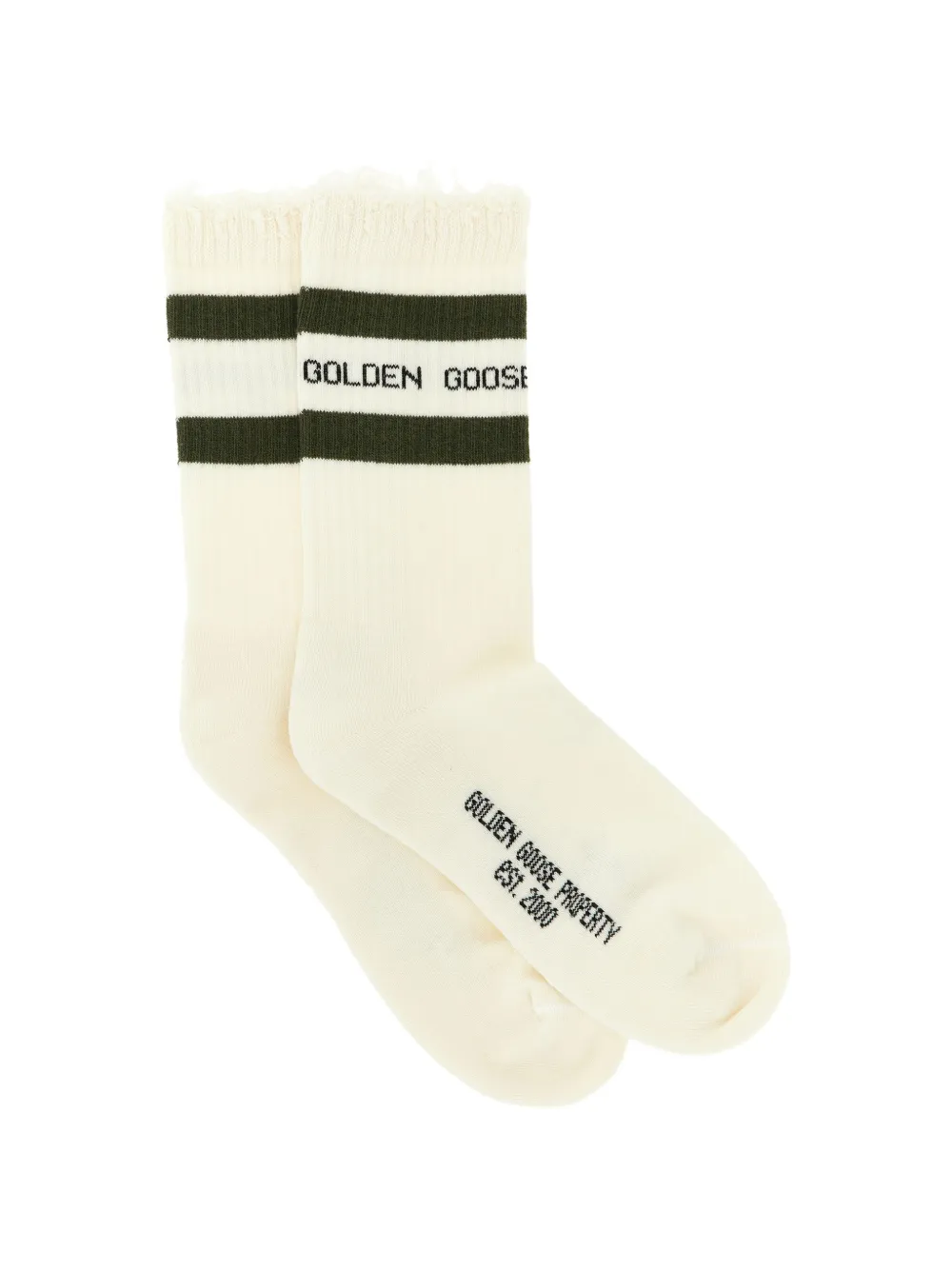 Golden Goose logo-intarsia striped socks - Bianco