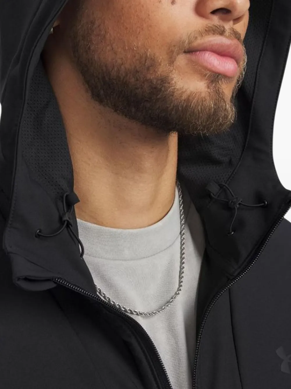 Under Armour zip-up drawstring hooded jacket Zwart