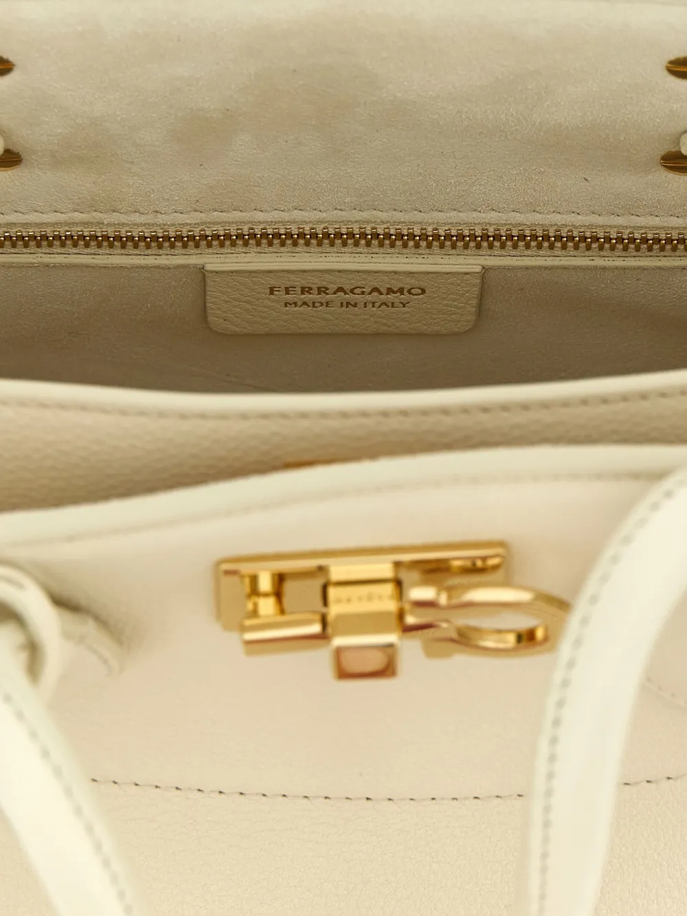 Ferragamo M Studio pebbled leather tote bag Beige