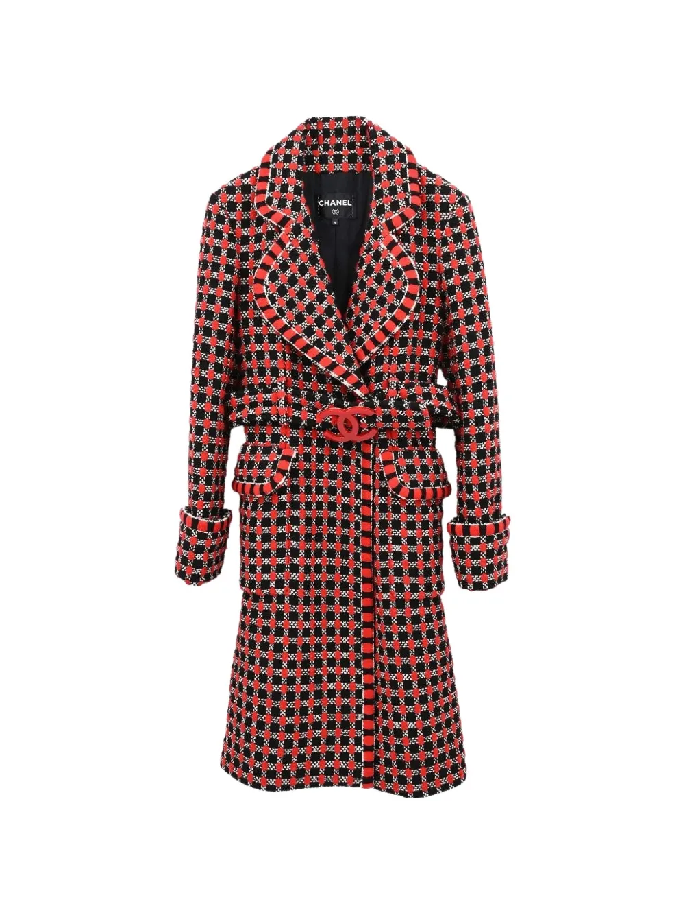 CHANEL Pre-Owned 2017 belted tweed coat - Schwarz