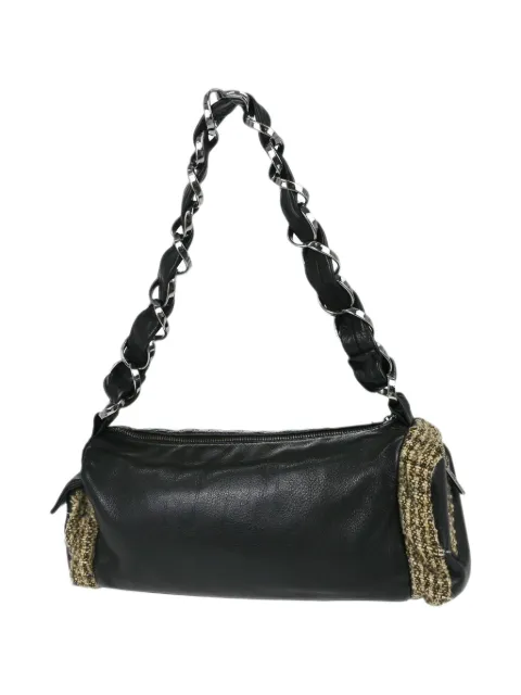 CHANEL Pre-Owned leather tweed tote bag