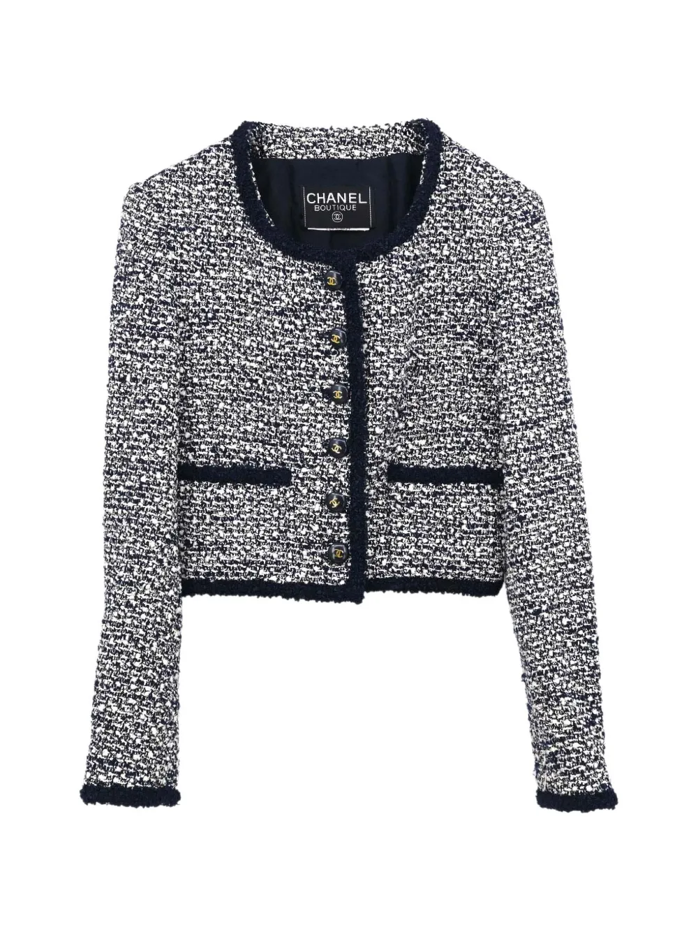 CHANEL Pre-Owned collarless tweed jacket - Blau