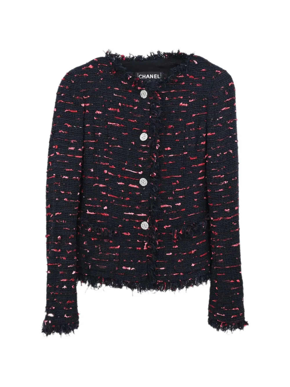 CHANEL Pre-Owned 2004 tweed collarless jacket - Schwarz