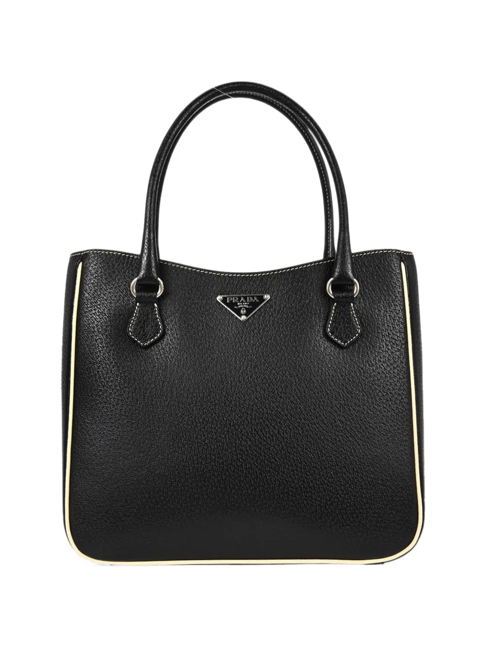 Prada Pre-Owned triangle logo leather tote bag - Nero