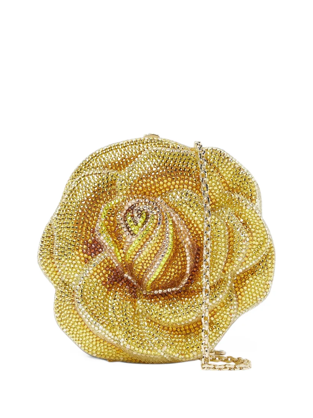 Judith Leiber crystal-embellished rose clutch bag - Giallo