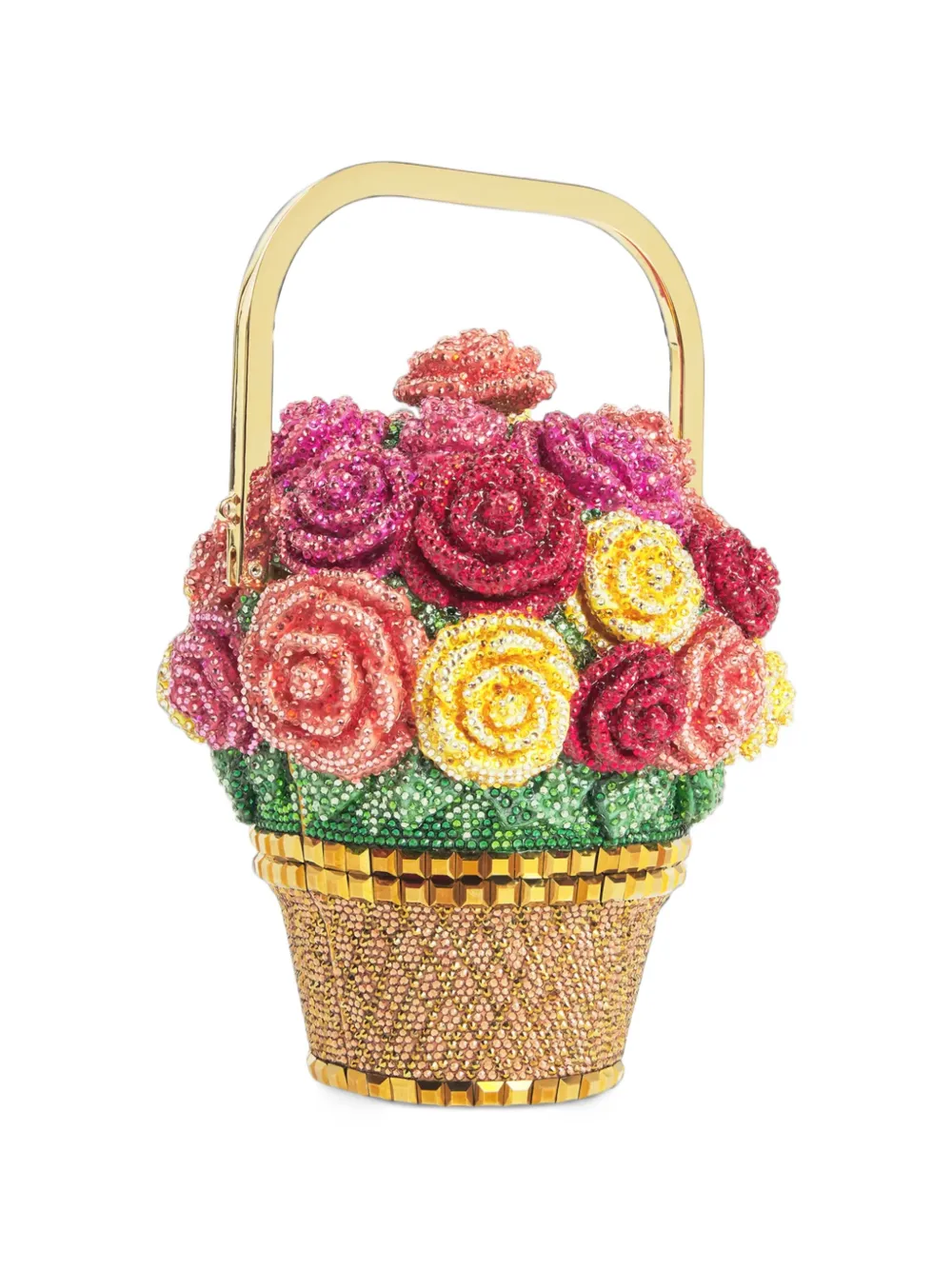 Judith Leiber Golden Sun crystal-embellished flower-basket clutch bag - Rosa
