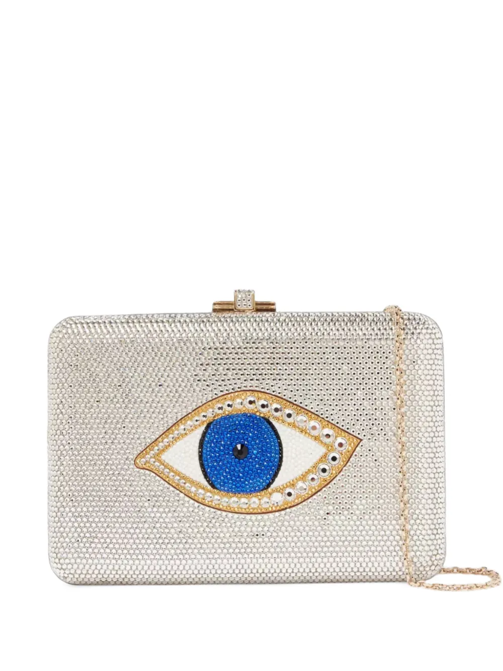 Judith Leiber crystal-embellished evil eye clutch bag - Toni neutri