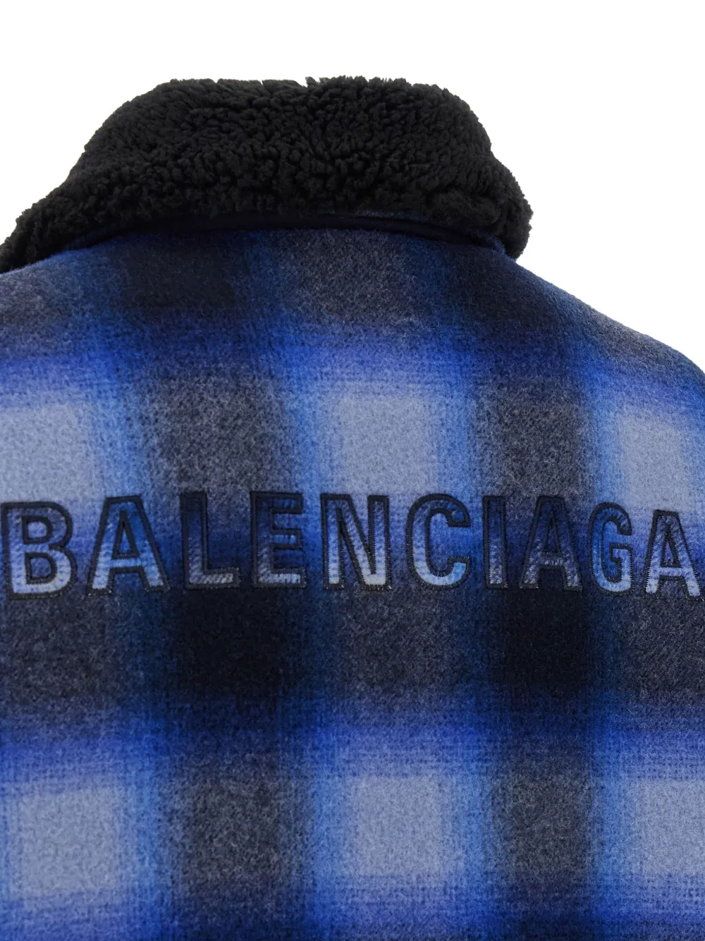 Balenciaga Geruit jack van wollen fleece Blauw