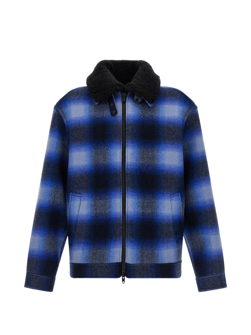 Balenciaga checked wool-fleece jacket - Blue