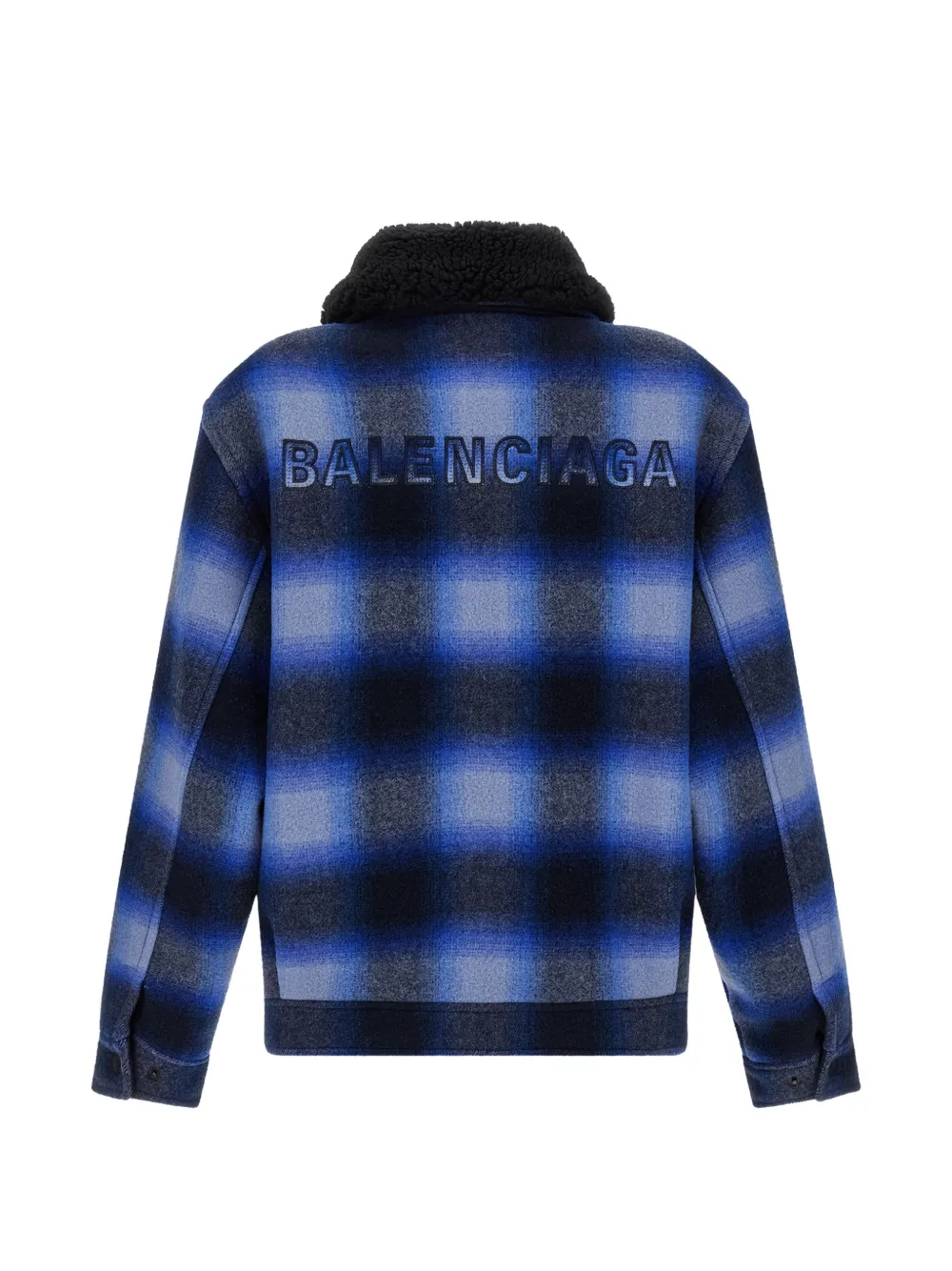 Balenciaga Geruit jack van wollen fleece Blauw