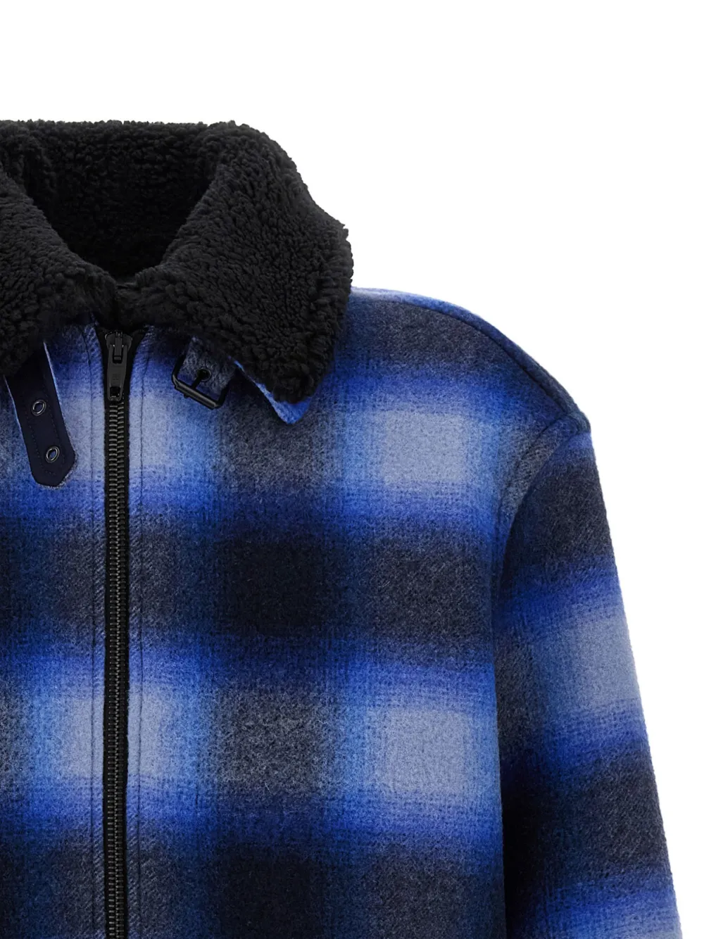 Balenciaga Geruit jack van wollen fleece Blauw