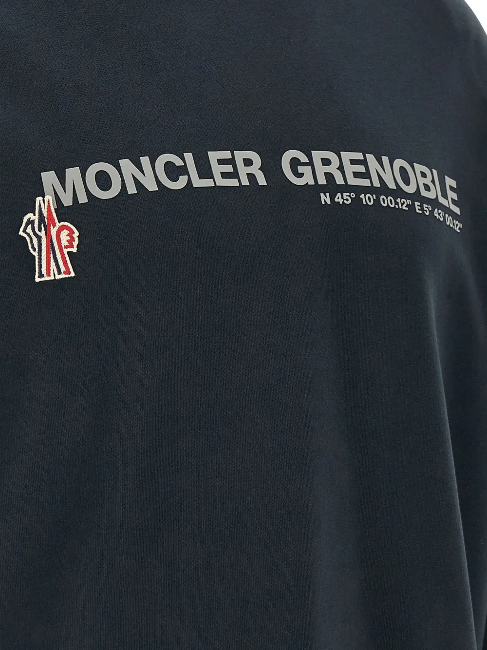 Moncler Grenoble Hoodie met logoprint en trekkoord Blauw