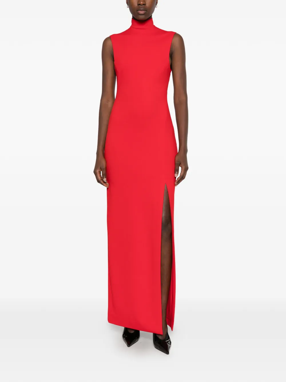 Solace London The Nanette high-neck side-slit maxi dress Rood