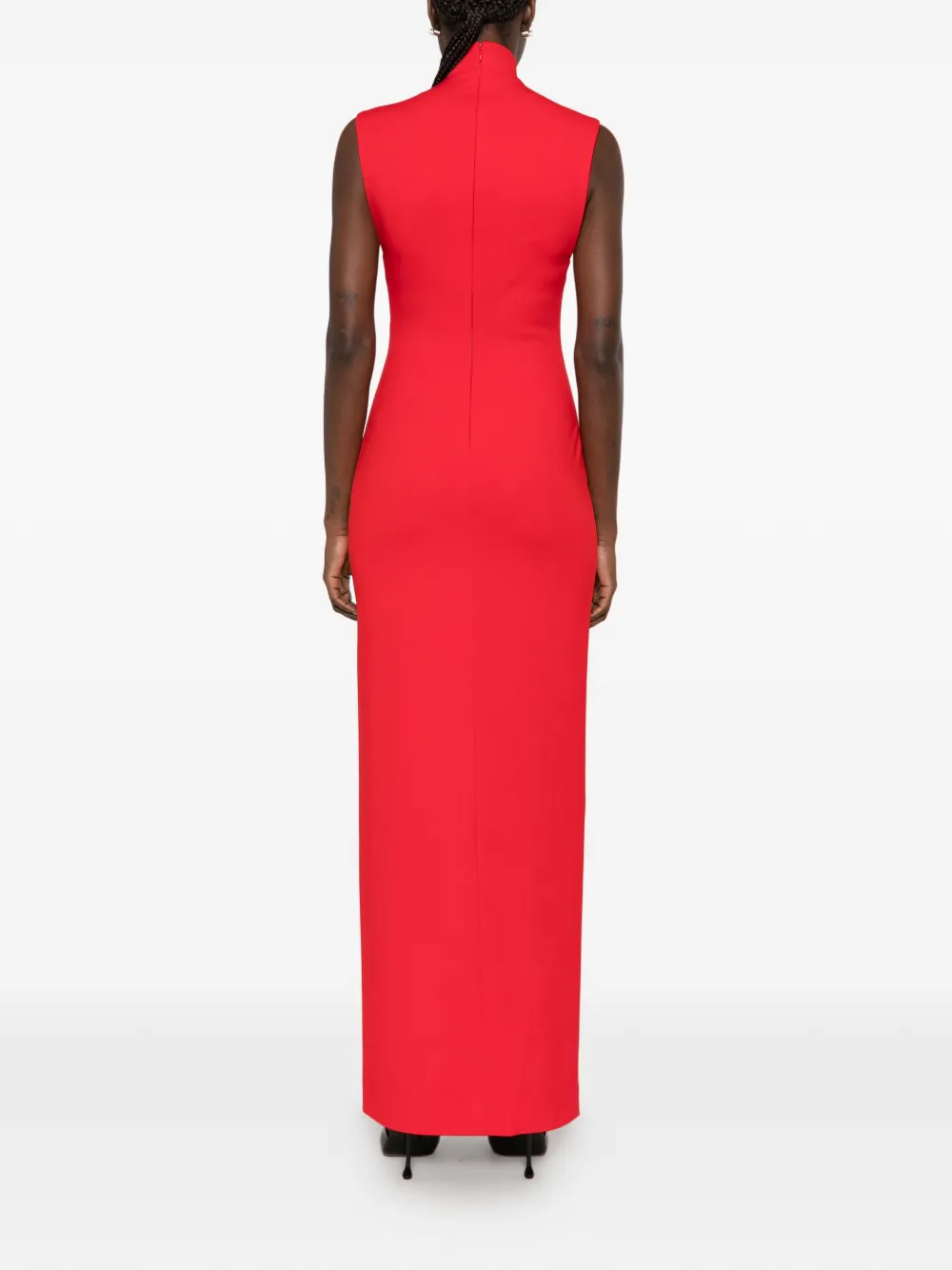 Solace London The Nanette high-neck side-slit maxi dress Rood