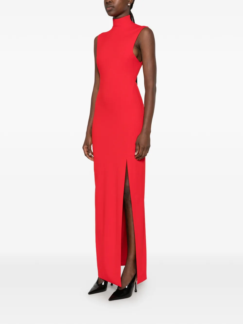 Solace London The Nanette high-neck side-slit maxi dress Rood