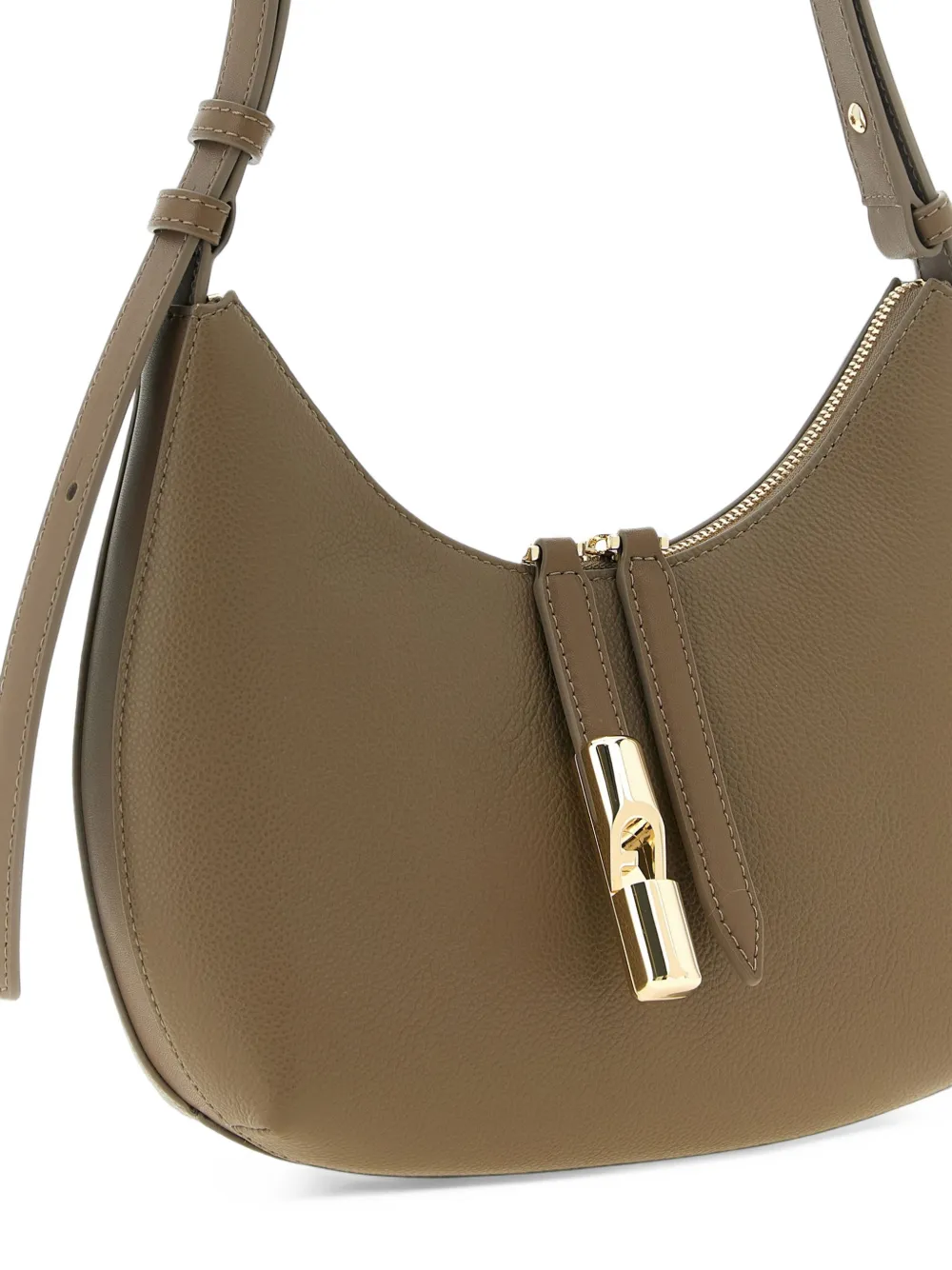 Furla grained leather shoulder bag Beige