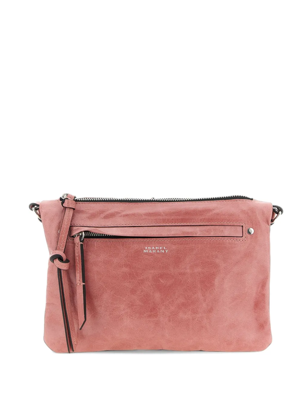 ISABEL MARANT Winna logo-print leather crossbody bag Roze