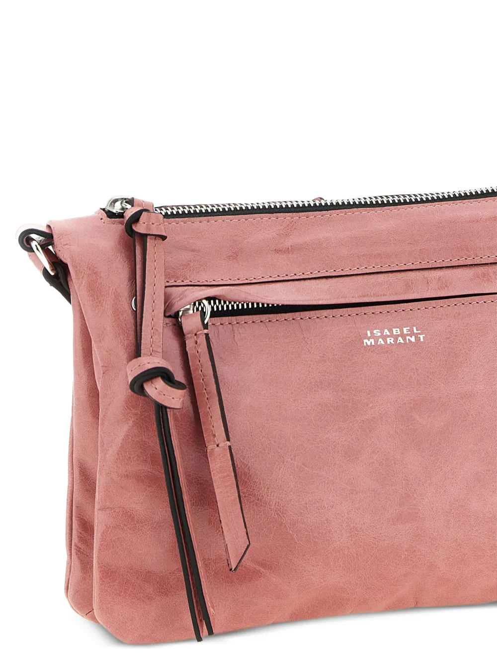 ISABEL MARANT Winna logo-print leather crossbody bag Roze
