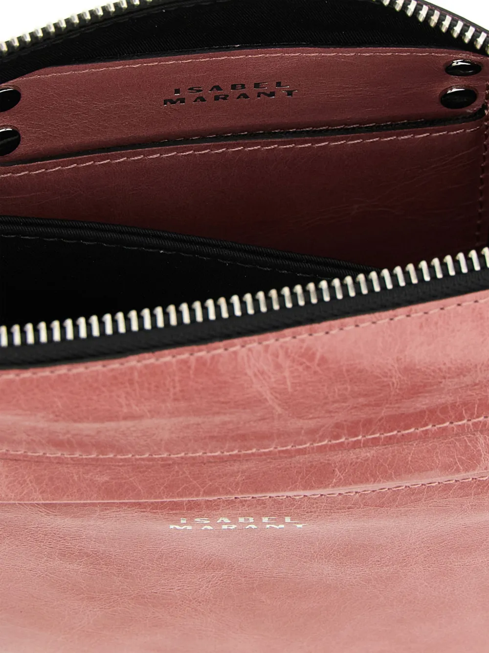 ISABEL MARANT Winna logo-print leather crossbody bag Roze