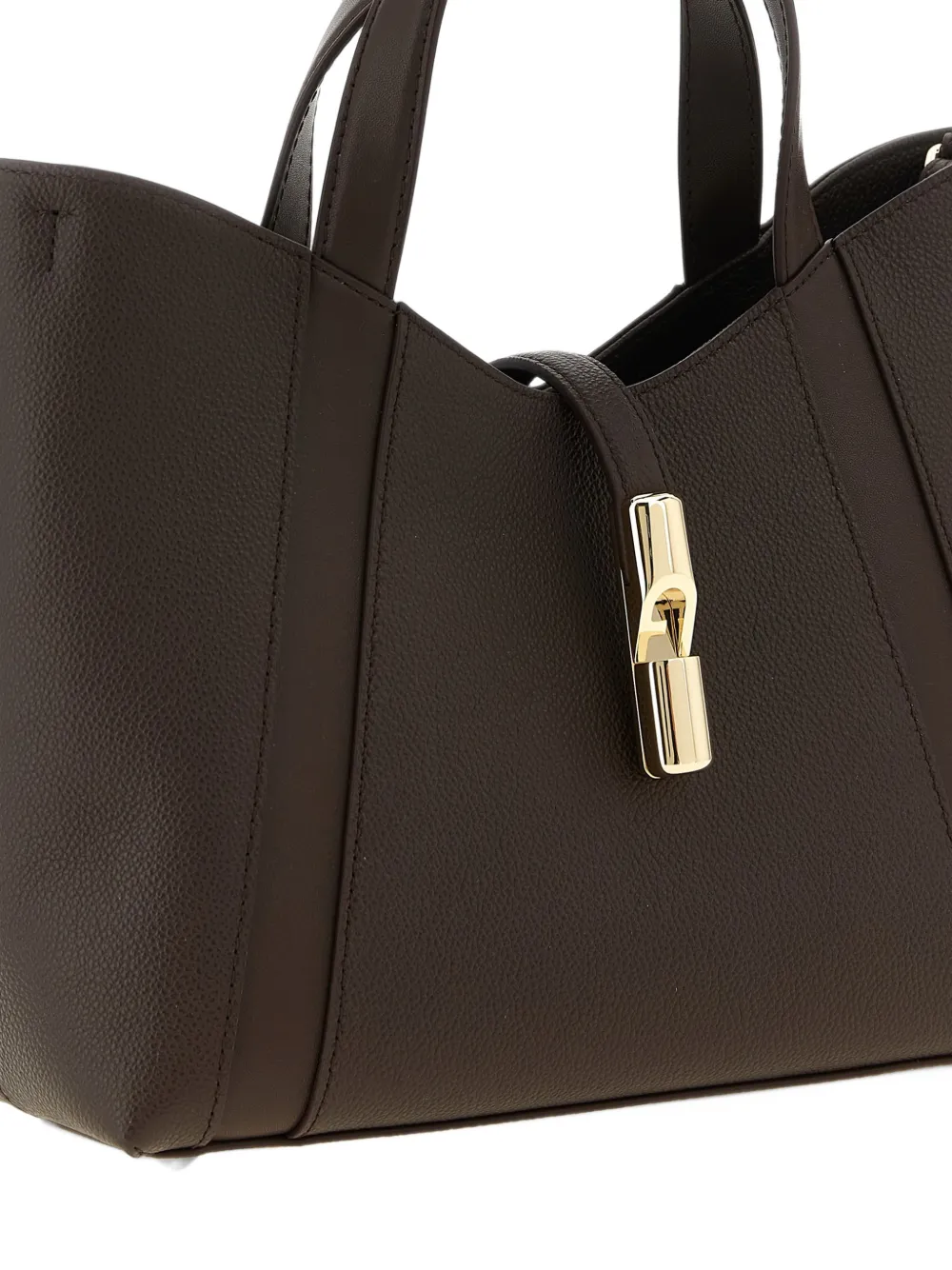 Furla S Goccia grainy leather tote bag Bruin
