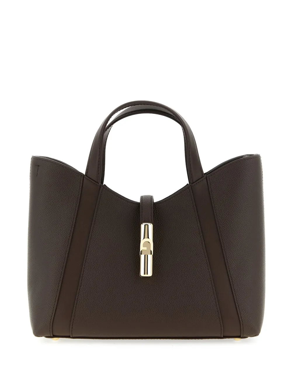 Furla S Goccia grainy leather tote bag Bruin
