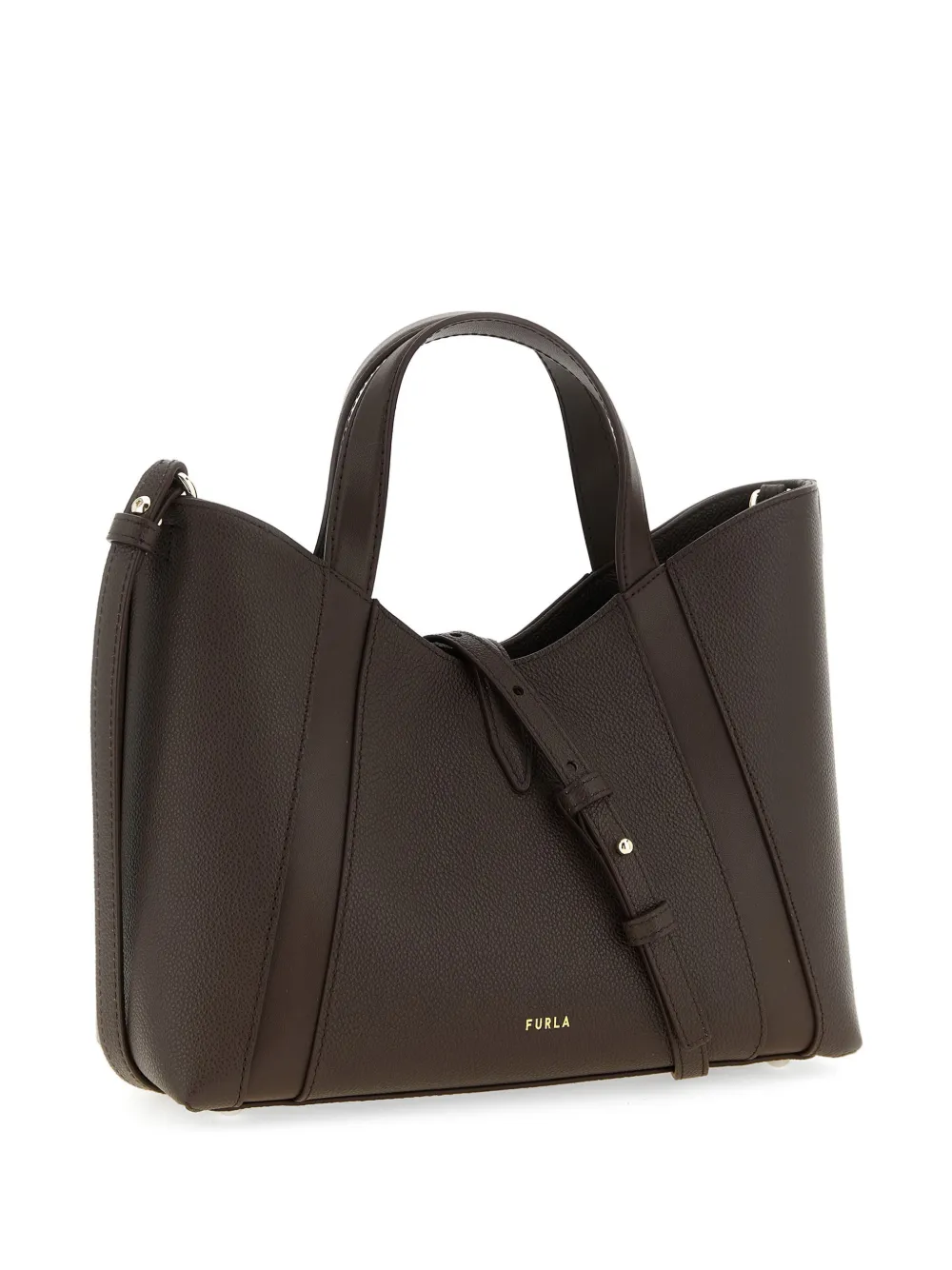 Furla S Goccia grainy leather tote bag Bruin