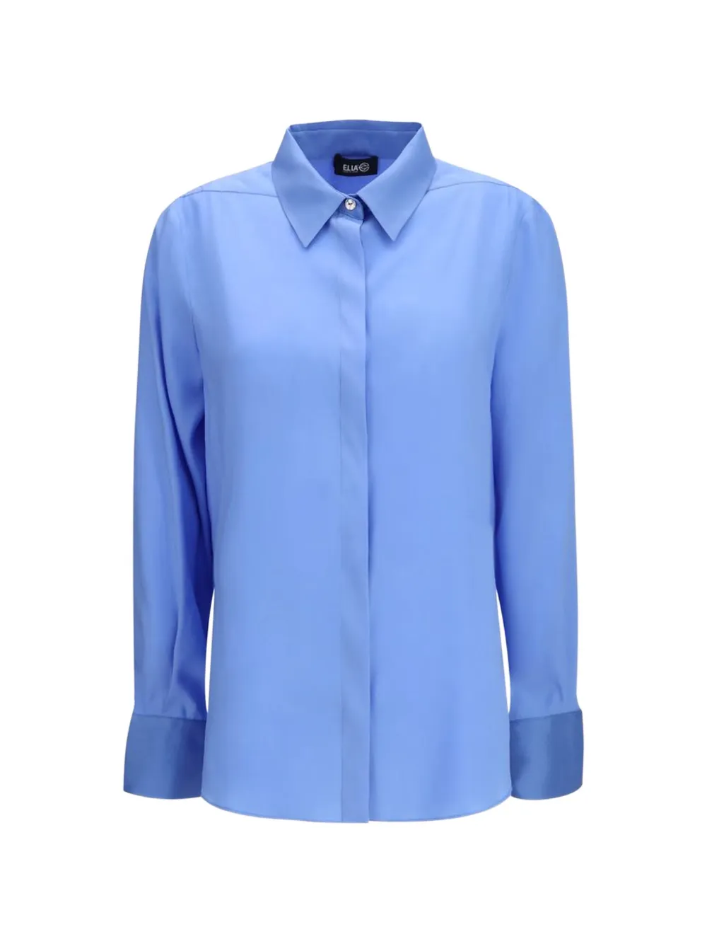 Ella concealed-front pleated shirt - Blue