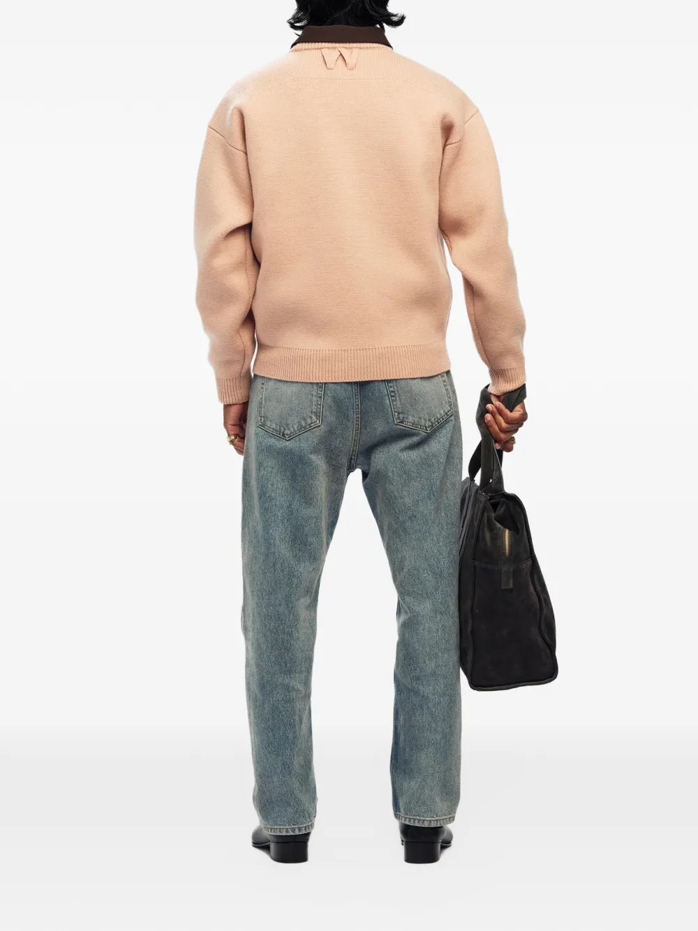 Willy Chavarria logo-embroidered wool sweater Roze