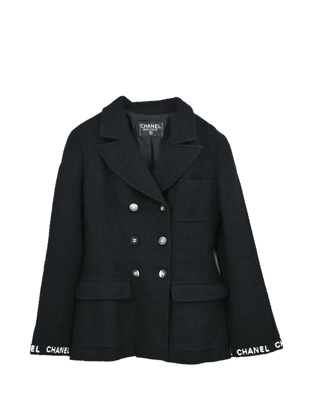 CHANEL Pre-Owned Double-breasted tweed jacket - Schwarz