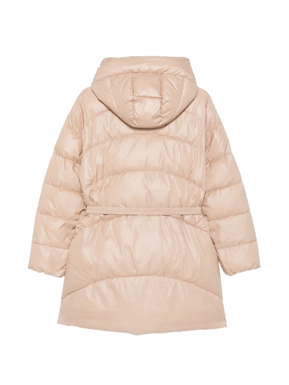 BOSS belted hooded puffer coat Beige
