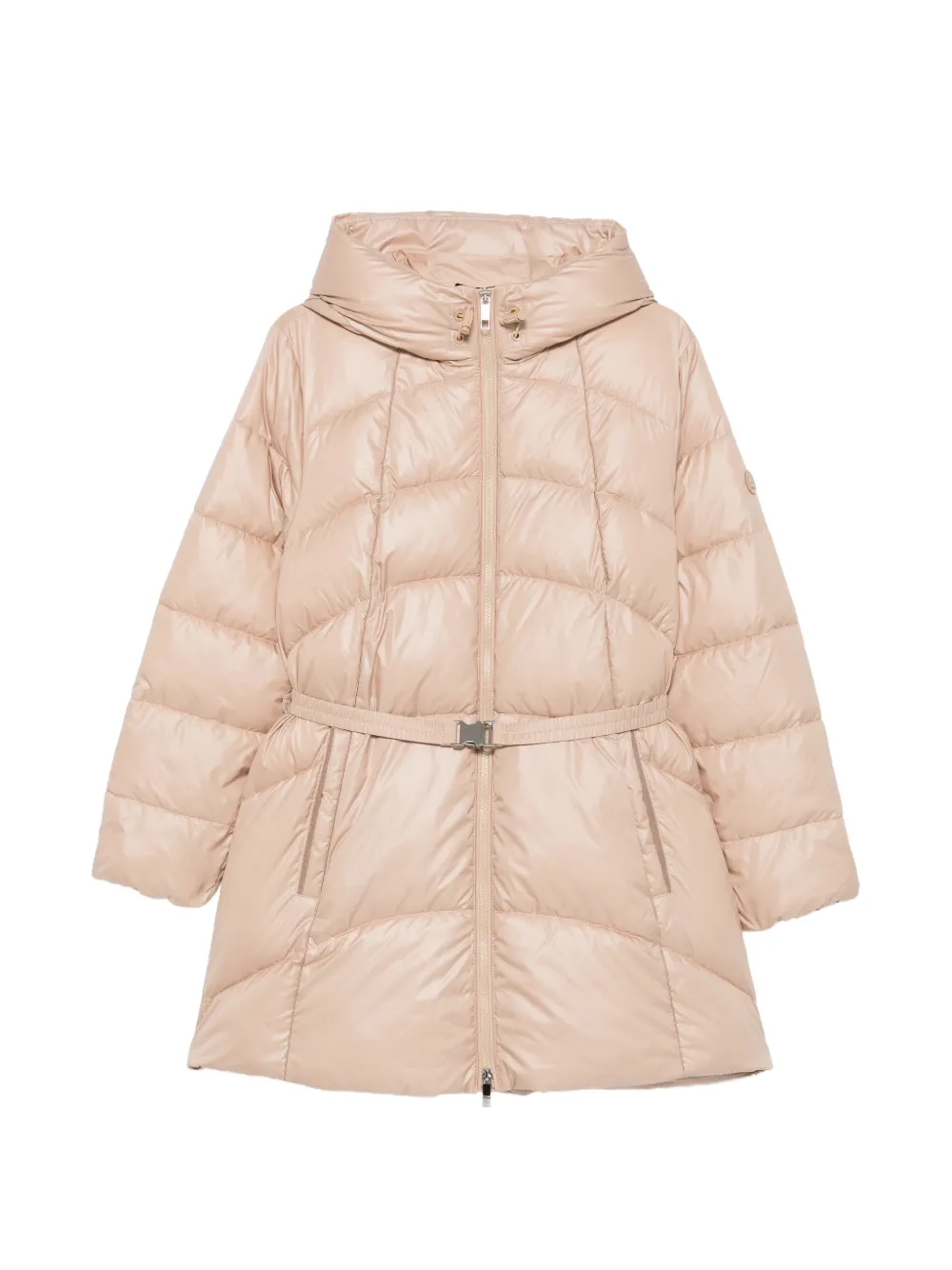 BOSS belted hooded puffer coat Beige