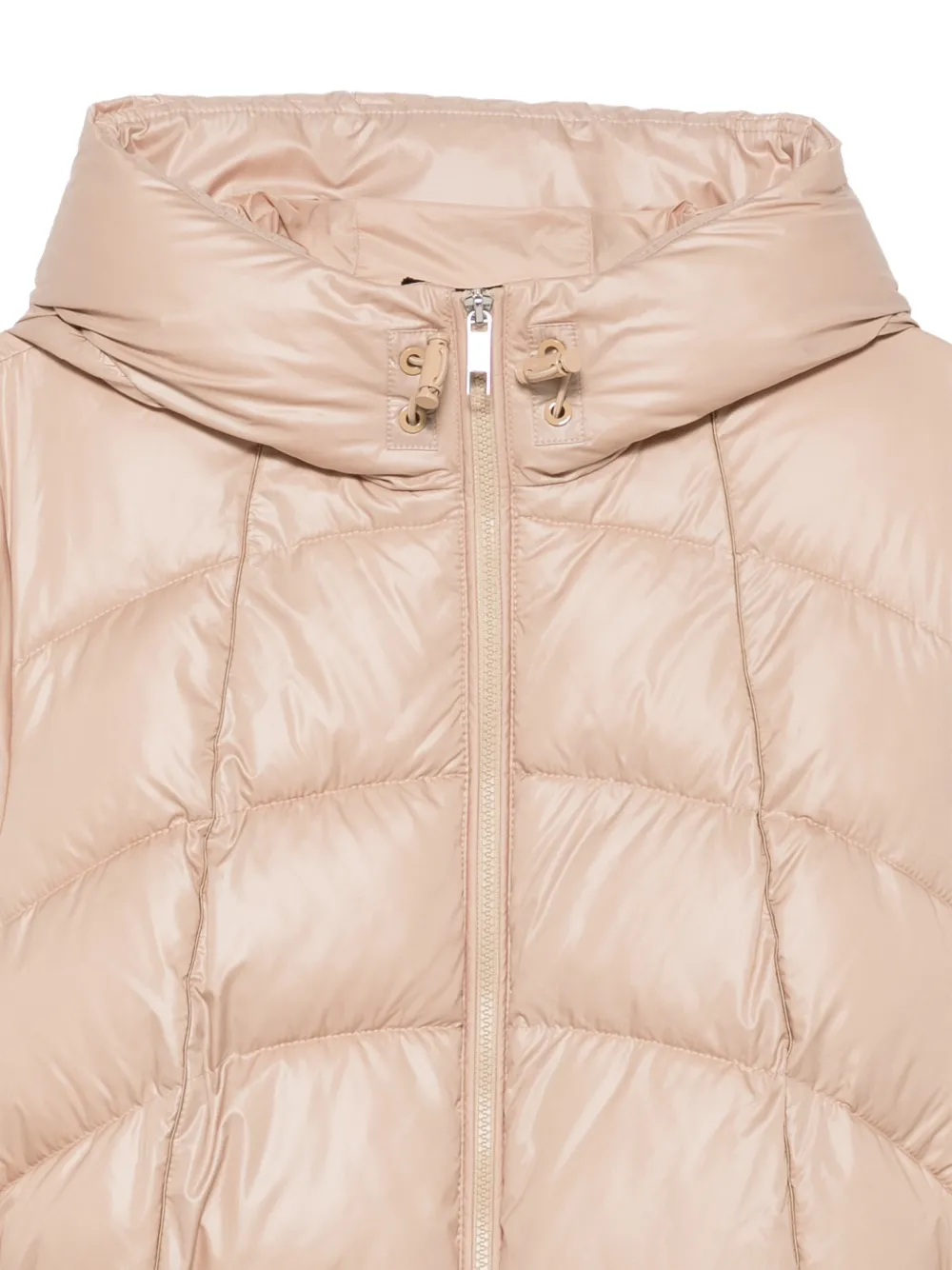 BOSS belted hooded puffer coat Beige