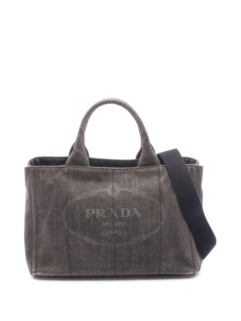 Prada Pre-Owned 2013-2026 Denim Canapa Logo Tote satchel - Nero
