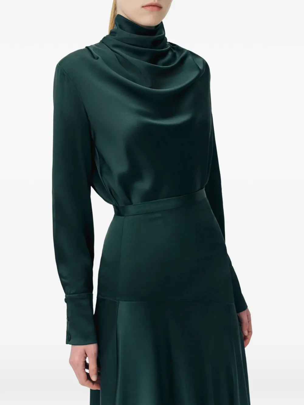 Adam Lippes Blaine long-sleeve silk blouse Groen