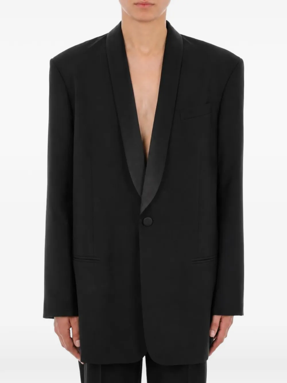 Moschino shawl-lapel wool jacket Zwart