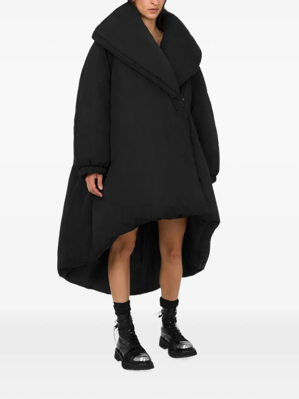 Moschino oversize asymmetric coat Zwart