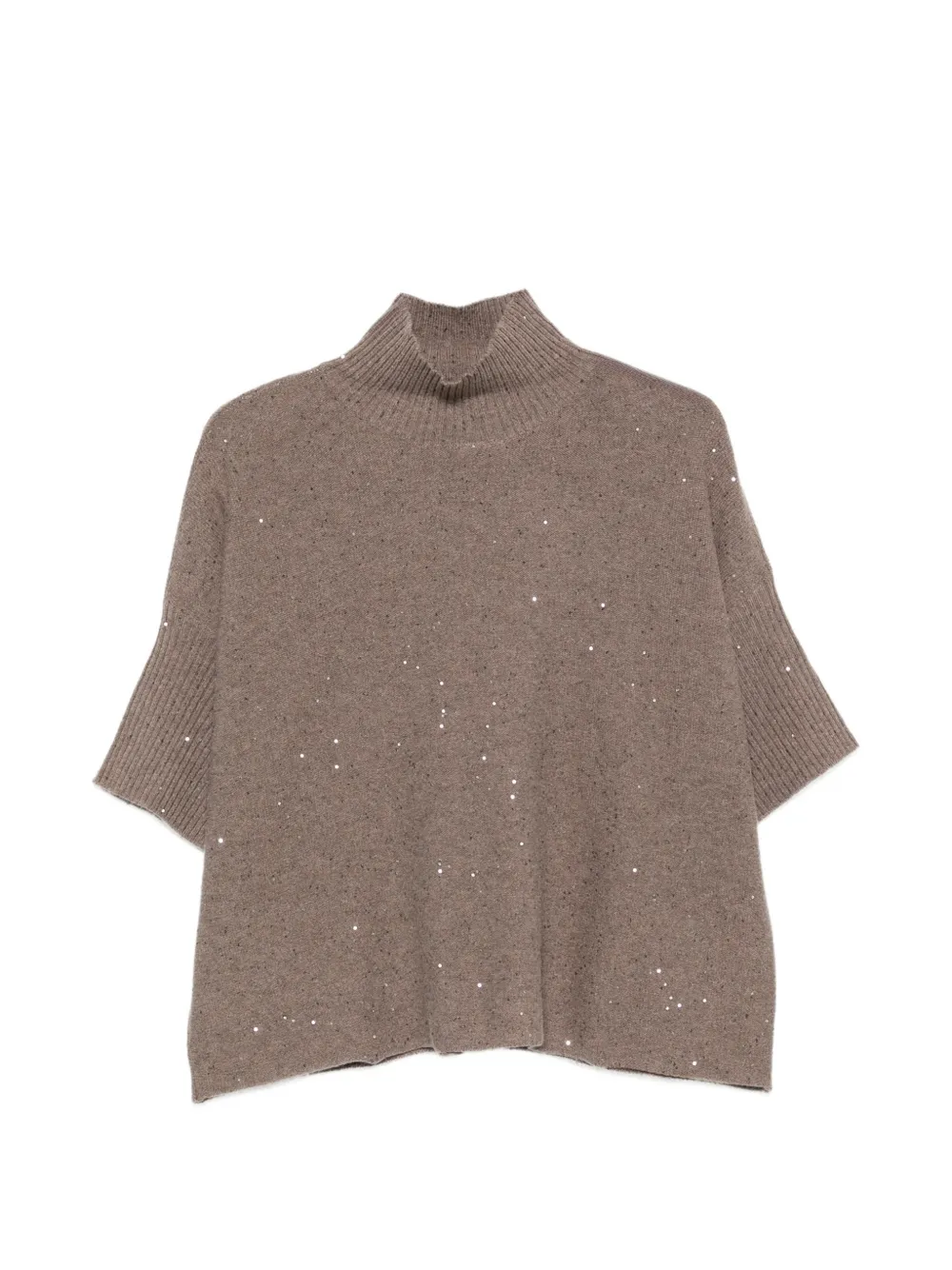 Antonelli sequin-embellished high-neck sweater - Marrone