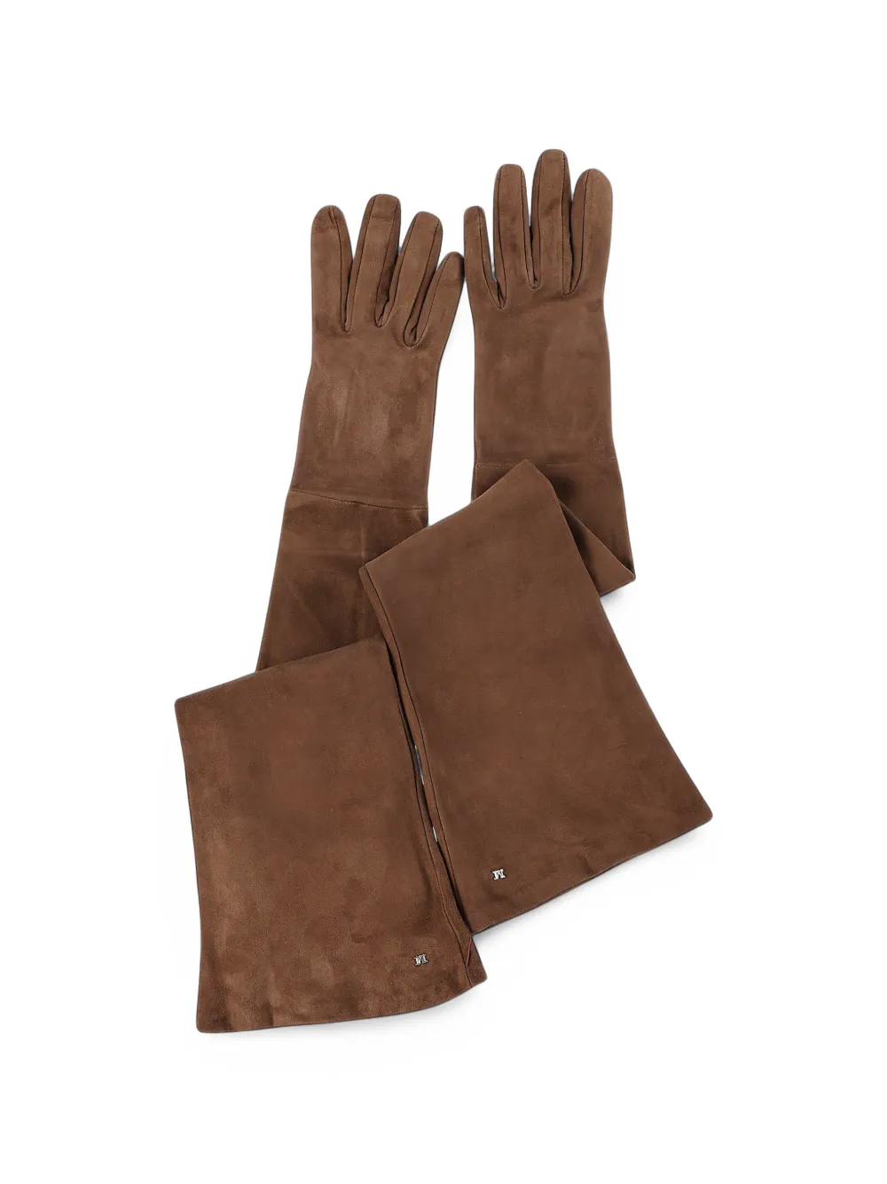 Max Mara logo-plaque long gloves - Marrone