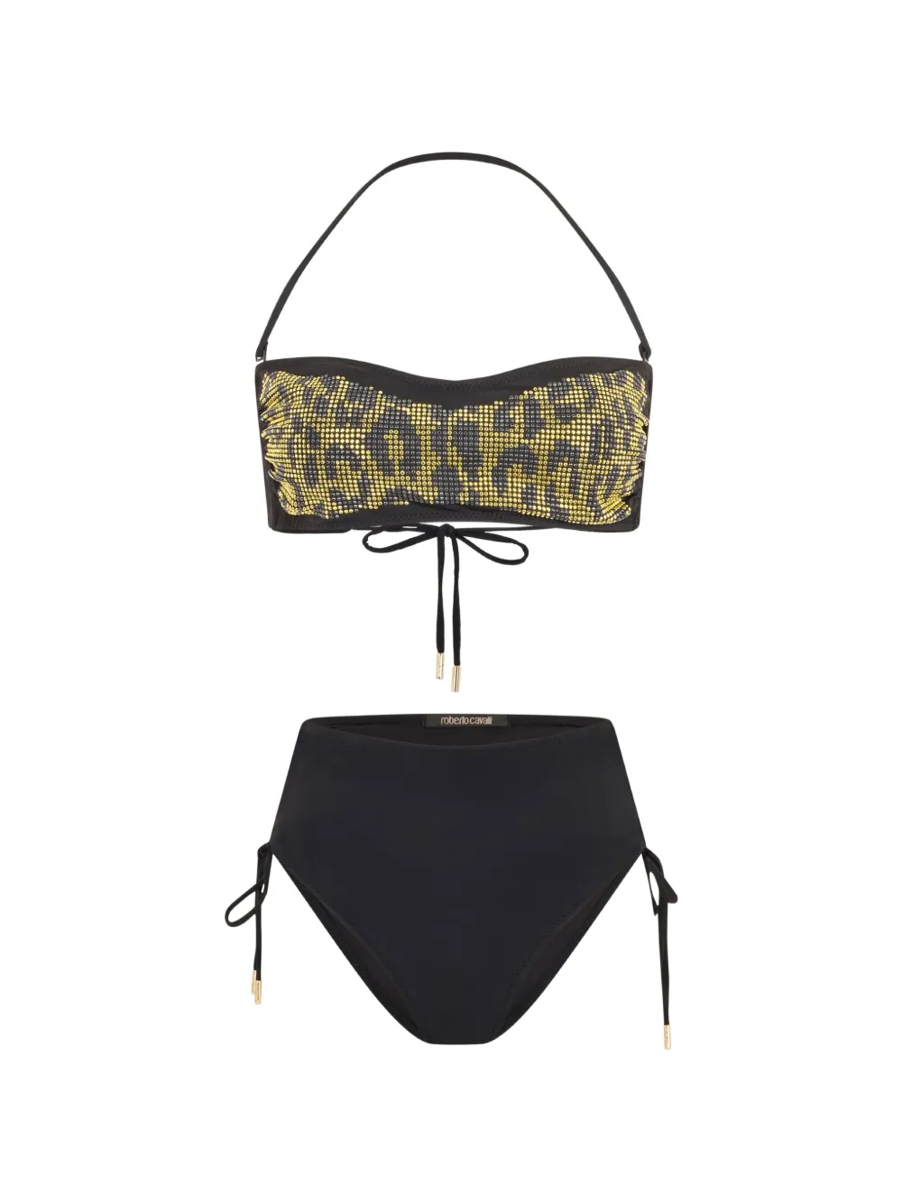 Roberto Cavalli stud-embellished leopard-print bikini - Schwarz
