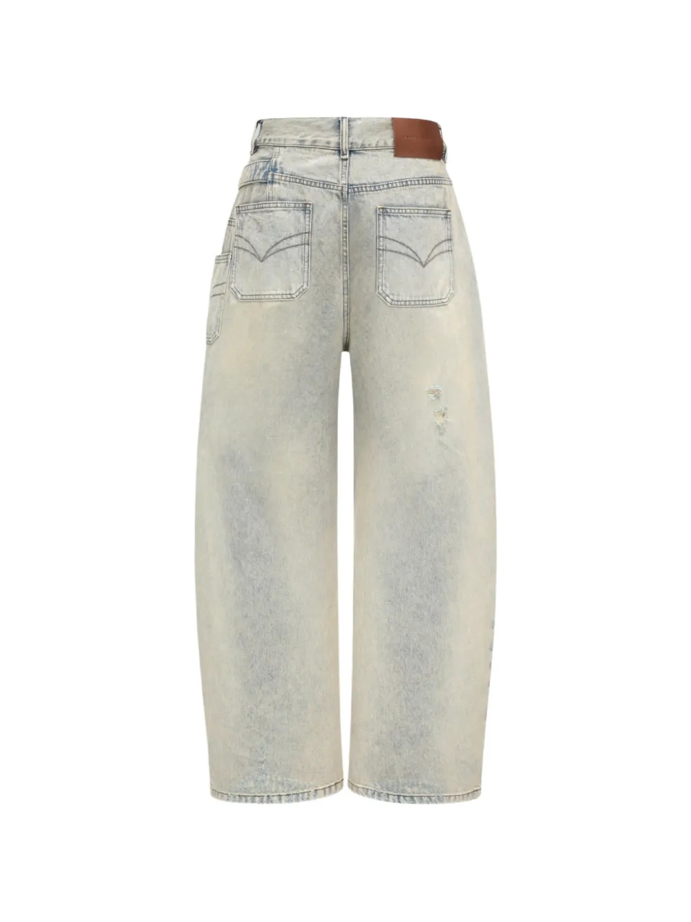 Feng Chen Wang pleated distressed jeans Blauw