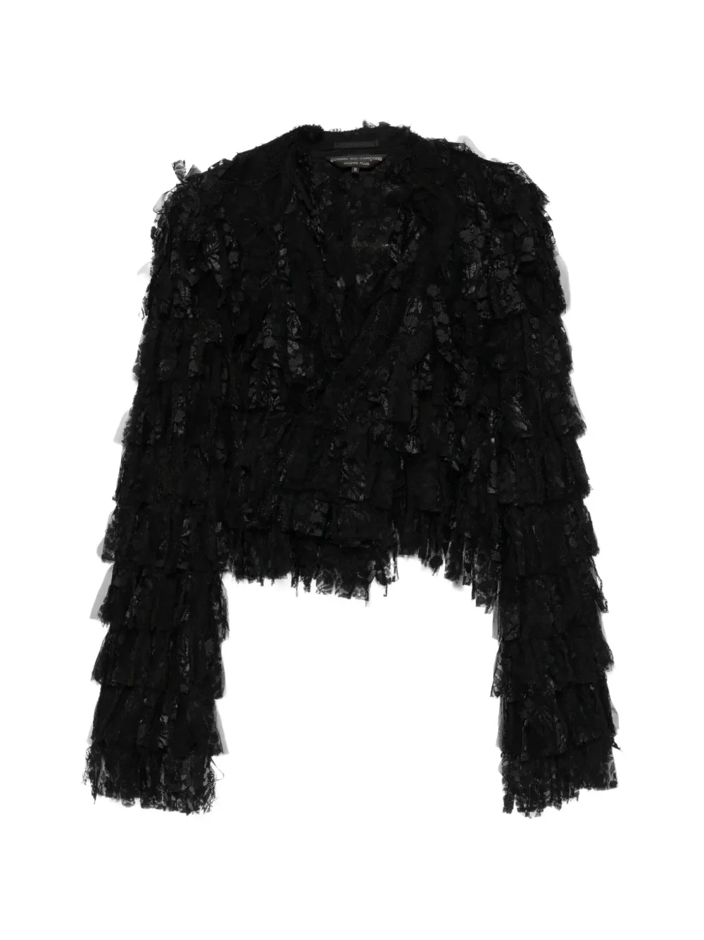 Comme des Garçons Homme Plus ruffled lace-trimmed jacket - Nero