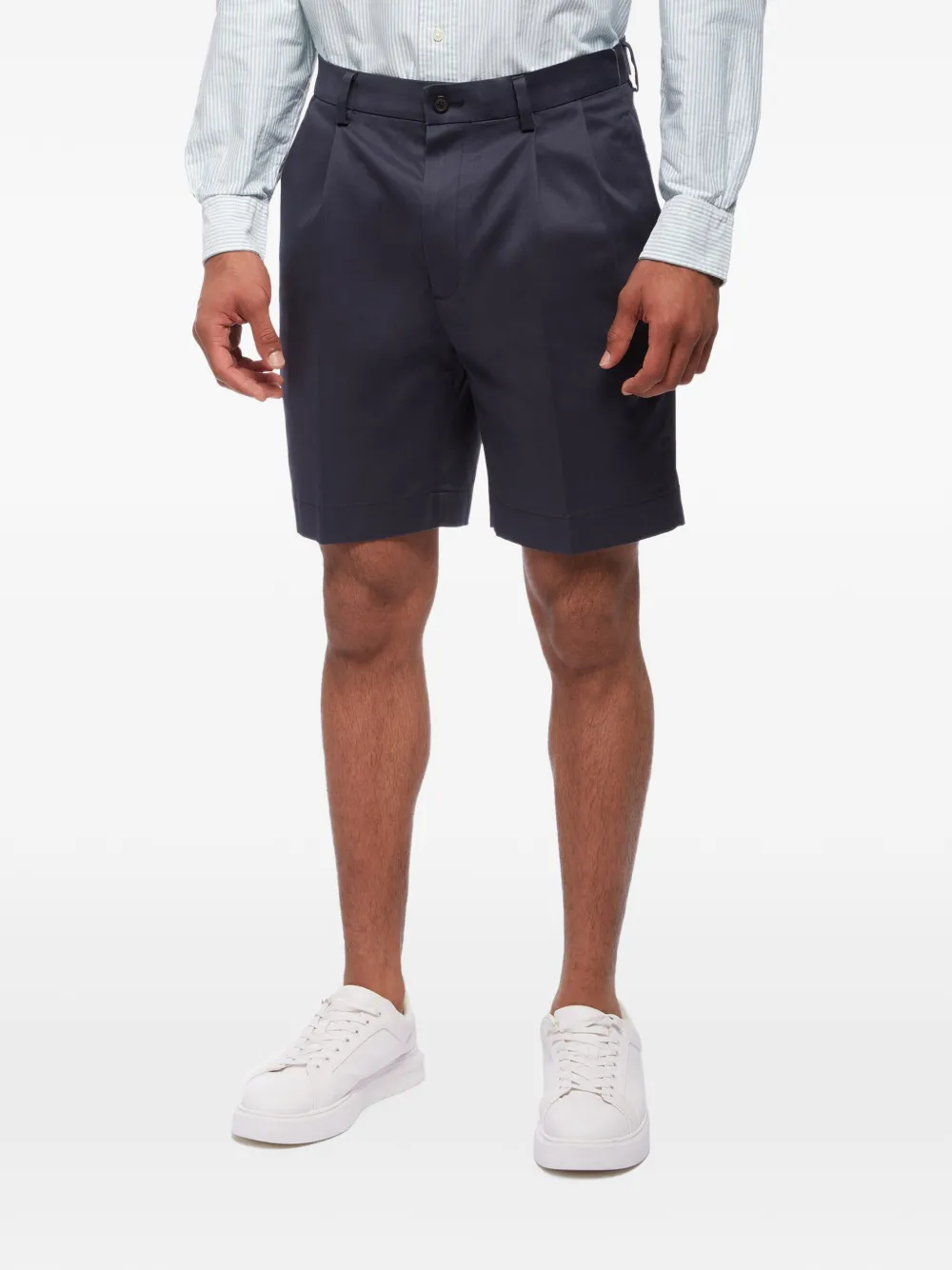 Brooks Brothers pleated-front cotton shorts Blauw